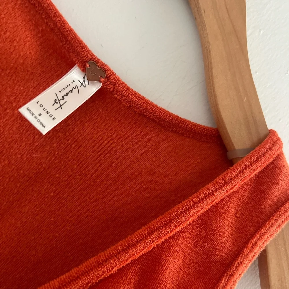 LA Hearts Blood Orange Retro Terry Cloth Crop Top Sz S - Picture 2 of 3